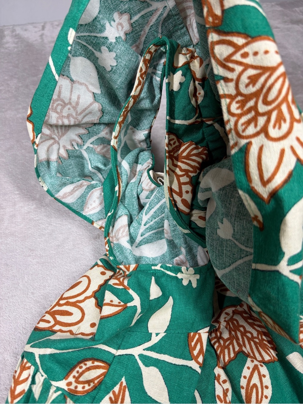Sezane Leanore Gemini Floral Print One Shoulder Tiered Ruffle Green Dress 34 XS - Picture 7 of 16